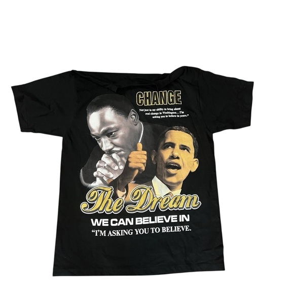 Justee MLK Barack Obama Change Dream Tee T Shirt Black Y2K Vote - Picture 1 of 8